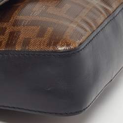 Pre Owned حقيبة كتف فندي زوكا مطلية قماش أسود/بني صغيرة 1974