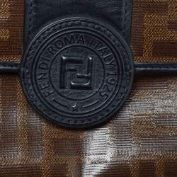 Pre Owned حقيبة كتف فندي زوكا مطلية قماش أسود/بني صغيرة 1974