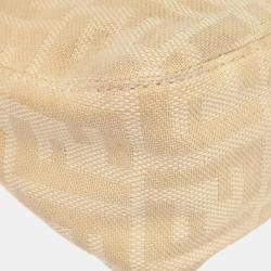 Pre Owned Fendi Zucca Beige Linen Shoulder Bag