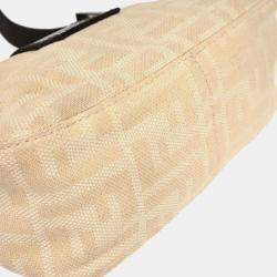 Pre Owned Fendi Zucca Beige Linen Shoulder Bag