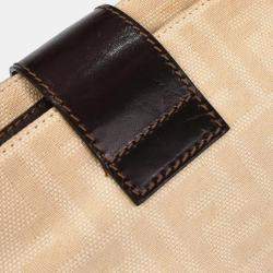 Pre Owned Fendi Zucca Beige Linen Shoulder Bag