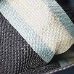 Pre Owned Fendi Mamma Baguette Navy Canvas Shoulder Bag