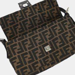 Pre Owned Fendi Brown Zucca Baguette Handbag