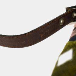 Pre Owned Fendi Floral Baguette Navy Denim Shoulder Bag