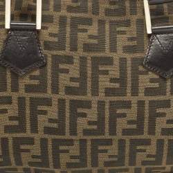 Pre Owned Fendi Forever Bauletto Tobacco Zucca Canvas and Leather Bag
