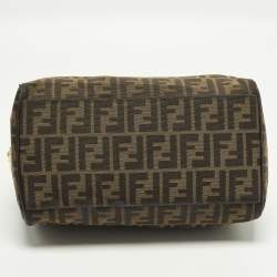 Pre Owned Fendi Forever Bauletto Tobacco Zucca Canvas and Leather Bag