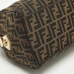 Pre Owned Fendi Forever Bauletto Tobacco Zucca Canvas and Leather Bag