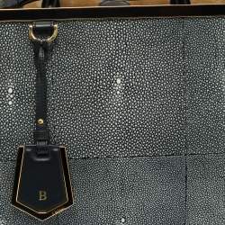 Pre Owned Fendi 2Jours Medium Black Leather and Stingray Tote