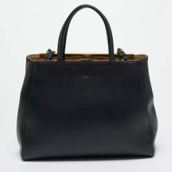 Pre Owned Fendi 2Jours Medium Black Leather and Stingray Tote