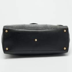 Pre Owned Fendi 2Jours Medium Black Leather and Stingray Tote