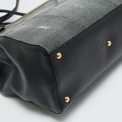 Pre Owned Fendi 2Jours Medium Black Leather and Stingray Tote