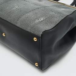 Pre Owned Fendi 2Jours Medium Black Leather and Stingray Tote