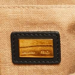 Pre Owned Fendi 2Jours Medium Black Leather and Stingray Tote