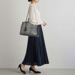 Pre Owned Fendi 2Jours Medium Black Leather and Stingray Tote