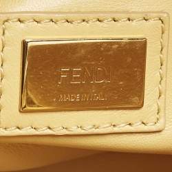 Pre Owned Fendi Peekaboo Mini Light Yellow Leather Top Handle Bag