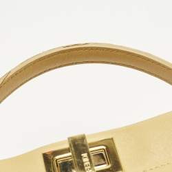 Pre Owned Fendi Peekaboo Mini Light Yellow Leather Top Handle Bag