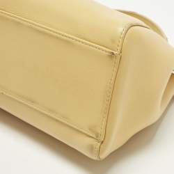 Pre Owned Fendi Peekaboo Mini Light Yellow Leather Top Handle Bag