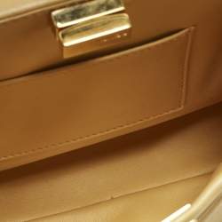 Pre Owned Fendi Peekaboo Mini Light Yellow Leather Top Handle Bag