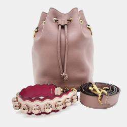 Pre Owned Fendi Pink Leather Montrezo Bucket Bag