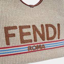 Pre Owned Fendi Beige, Brown Raffia Shopper Bag