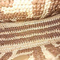 Pre Owned Fendi Beige Brown Raffia Raffia Baguette Mini