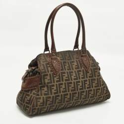 Pre Owned حقيبة فندي شيف دو جور كانفاس زوكا تبغ متوسطة