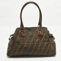 Pre Owned حقيبة فندي شيف دو جور كانفاس زوكا تبغ متوسطة