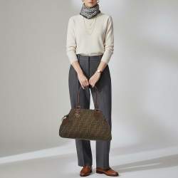 Pre Owned حقيبة فندي شيف دو جور كانفاس زوكا تبغ متوسطة