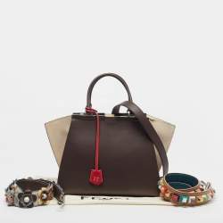 Pre Owned Fendi 3Jours Medium Brown/Off White Leather Tote