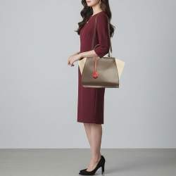 Pre Owned Fendi 3Jours Medium Brown/Off White Leather Tote