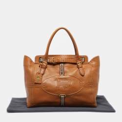 Pre Owned Fendi Villa Borghese Grand Tan Selleria Leather Tote