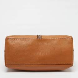 Pre Owned Fendi Villa Borghese Grand Tan Selleria Leather Tote