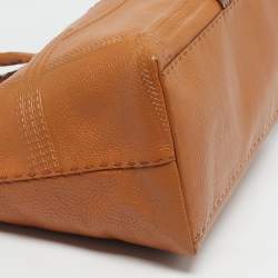 Pre Owned Fendi Villa Borghese Grand Tan Selleria Leather Tote