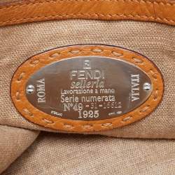 Pre Owned Fendi Villa Borghese Grand Tan Selleria Leather Tote