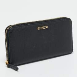 مملوكة مسبقًا Fendi Zip Black Leather Continental Wallet