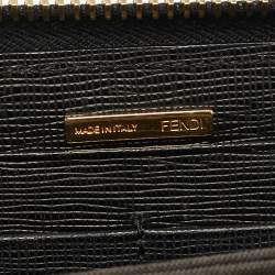 مملوكة مسبقًا Fendi Zip Black Leather Continental Wallet