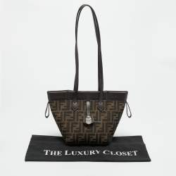 Pre Owned Fendi Origami Mini Tobacco Zucca Canvas and Leather Bag