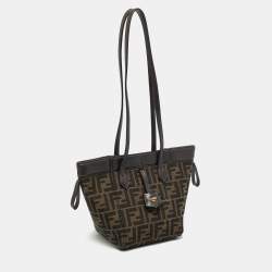 Pre Owned Fendi Origami Mini Tobacco Zucca Canvas and Leather Bag