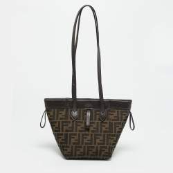 Pre Owned Fendi Origami Mini Tobacco Zucca Canvas and Leather Bag