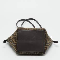 Pre Owned Fendi Origami Mini Tobacco Zucca Canvas and Leather Bag