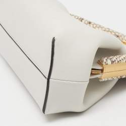 Pre Owned Fendi First Small White Leather and Python Clutch Bag