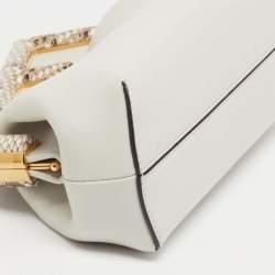 Pre Owned Fendi First Small White Leather and Python Clutch Bag