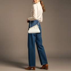 Pre Owned Fendi First Small White Leather and Python Clutch Bag