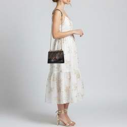 Pre Owned Fendi Kan I Medium Black/Brown Zucca Embossed Leather Shoulder Bag