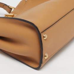 Pre Owned Fendi Peekaboo Mini Beige Leather Top Handle Bag