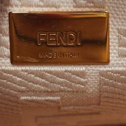 Pre Owned Fendi Peekaboo Mini Beige Leather Top Handle Bag