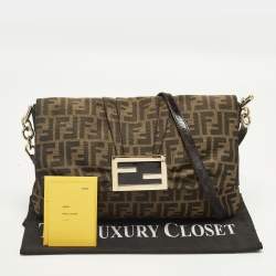 مملوكة مسبقًا Fendi Mia Flap Tobacco Zucca Canvas and Patent Leather Shoulder Bag