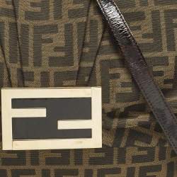 مملوكة مسبقًا Fendi Mia Flap Tobacco Zucca Canvas and Patent Leather Shoulder Bag
