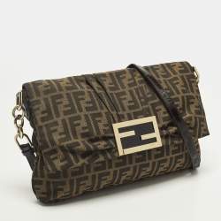 مملوكة مسبقًا Fendi Mia Flap Tobacco Zucca Canvas and Patent Leather Shoulder Bag