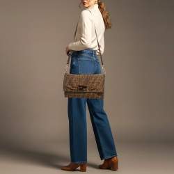 مملوكة مسبقًا Fendi Mia Flap Tobacco Zucca Canvas and Patent Leather Shoulder Bag